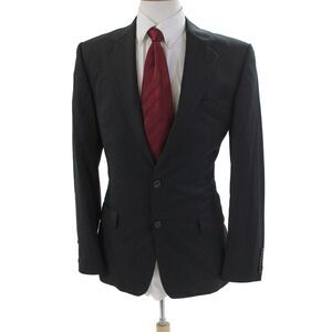 Hickey Freeman Collection Mens Two Button Blazer Black Wool Size 40 Regular